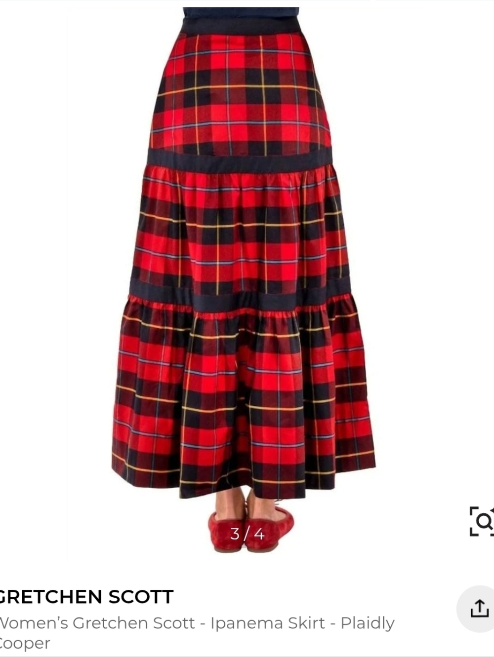 Gretchen Scott Ipanema Plaidly Cooper Maxi Skirt Size S - Picture 3 of 9